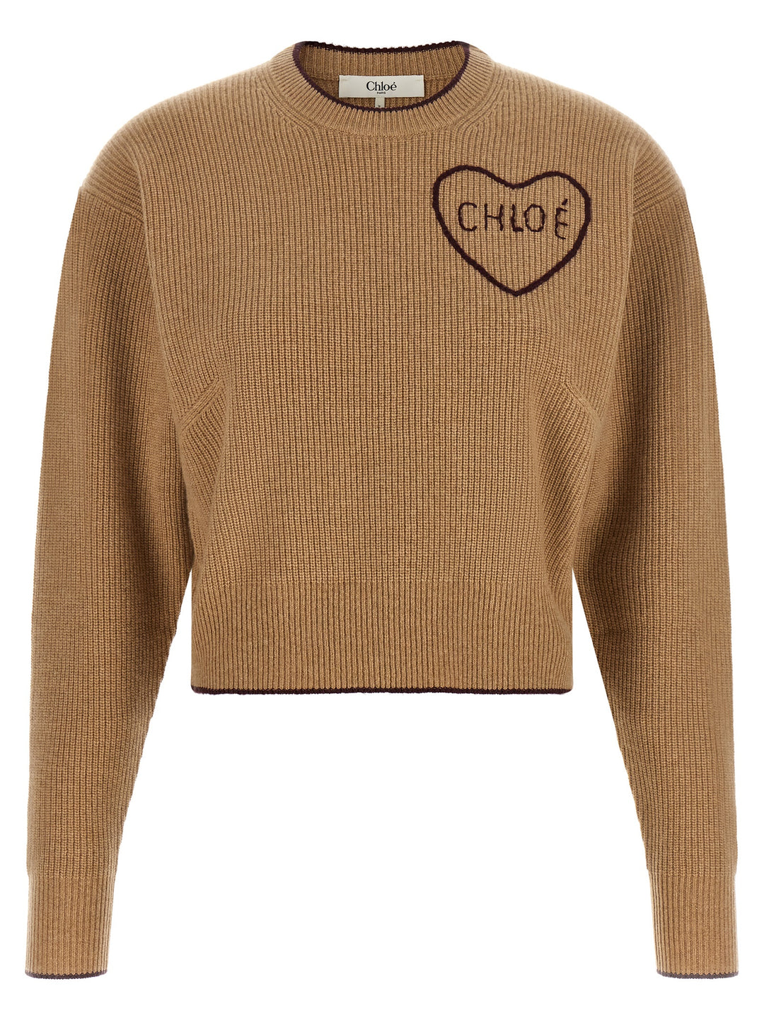 Chloé Heart Intarsia Sweater Sweaters and Cardigans - Beige | 4cacfd94d830512db99d2bdeb9124b4b8d49bbe1