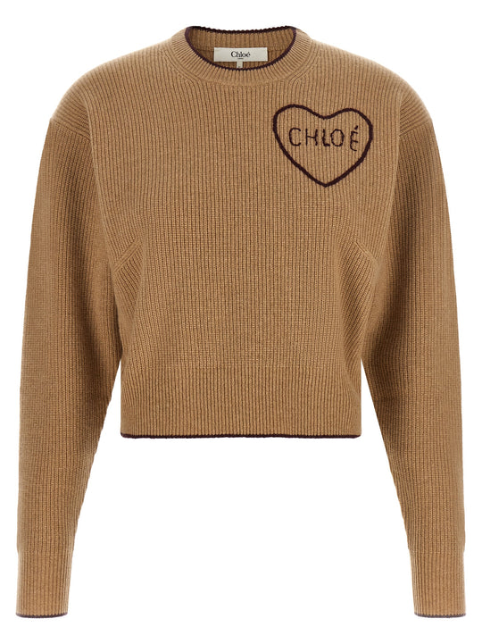 Heart Intarsia Sweater Sweaters And Cardigans Beige