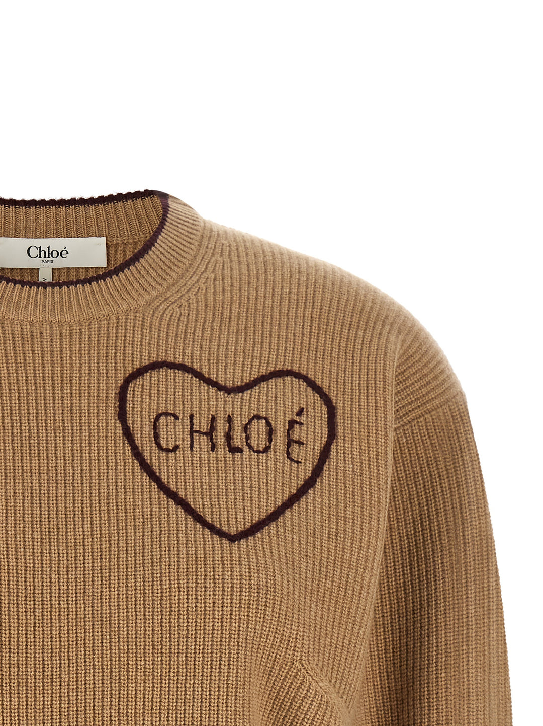 Chloé Heart Intarsia Sweater Sweaters and Cardigans - Beige | 37cd42c4a4eee79d24c6f947c7c96e250cbef111