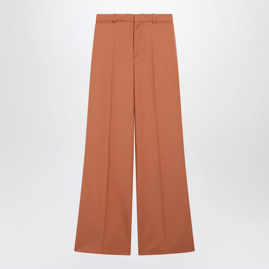 Burnt Brown Flared Wool Trousers