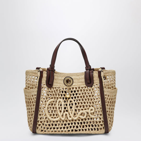 Iconic Tote Bag In Raffia And Leather, Hot Sand