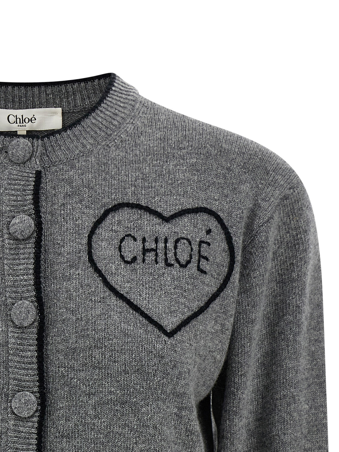 Chloé Embroidery Cardigan Sweaters and Cardigans - Gray | 5c199d967959a1718ba772881d9399d59515b5c9