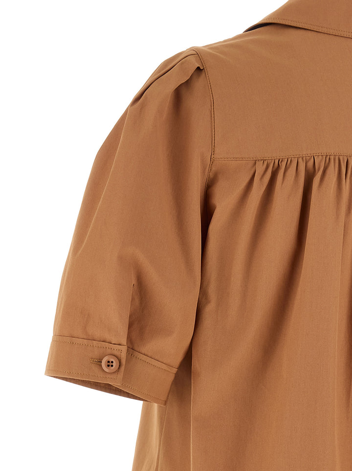 Chloé Logo Embroidery Shirt Shirt and Blouse - Brown | c1c3d64cbe0215f0310b89e36ca708b63d278c75