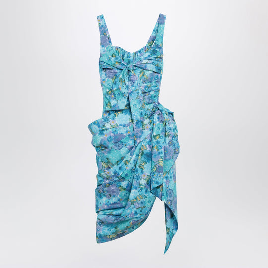 Sleeveless Wrap Bustier Midi Dress In Cotton Poplin