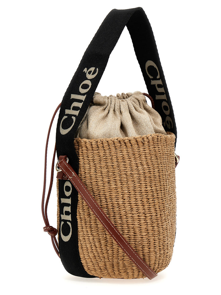 Chloé 'Woody Small Bucket Bag Crossbody Bags - Beige | a0f2c77eed3934b9532c46dc18ebddce9a26adaa