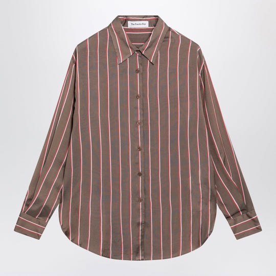 Brown Striped Viscose And Silk Shirt