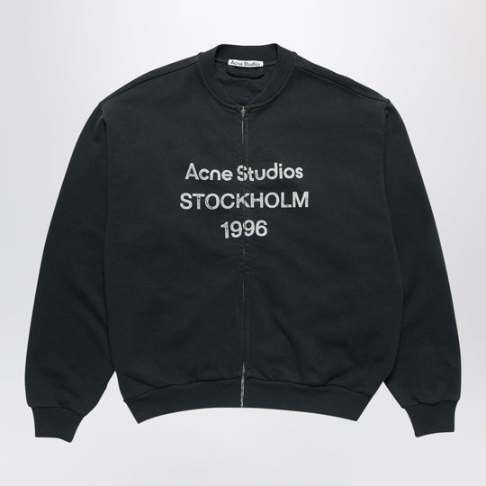 Washed Zip-Up Cardigan Black