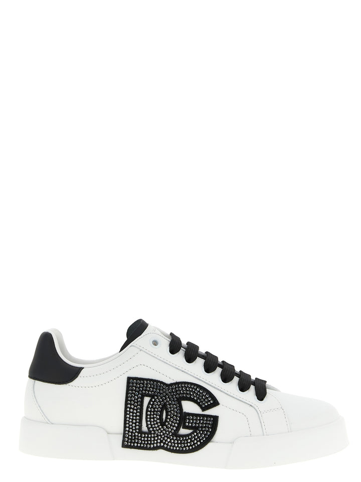 Dolce & Gabbana Portofino Light Strobel Sneakers - White/Black | a347fb9f895867dd23f251fdec8fd7060bae7e53