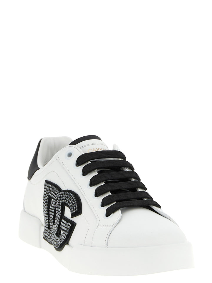 Dolce & Gabbana Portofino Light Strobel Sneakers - White/Black | d4739861fd127e7f6200e196f0e329473c9b8c91