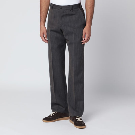 Brown Striped Wool Trousers