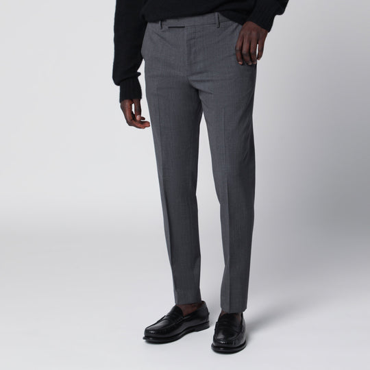 Dieci Trousers In Anthracite Grey Wool Blend