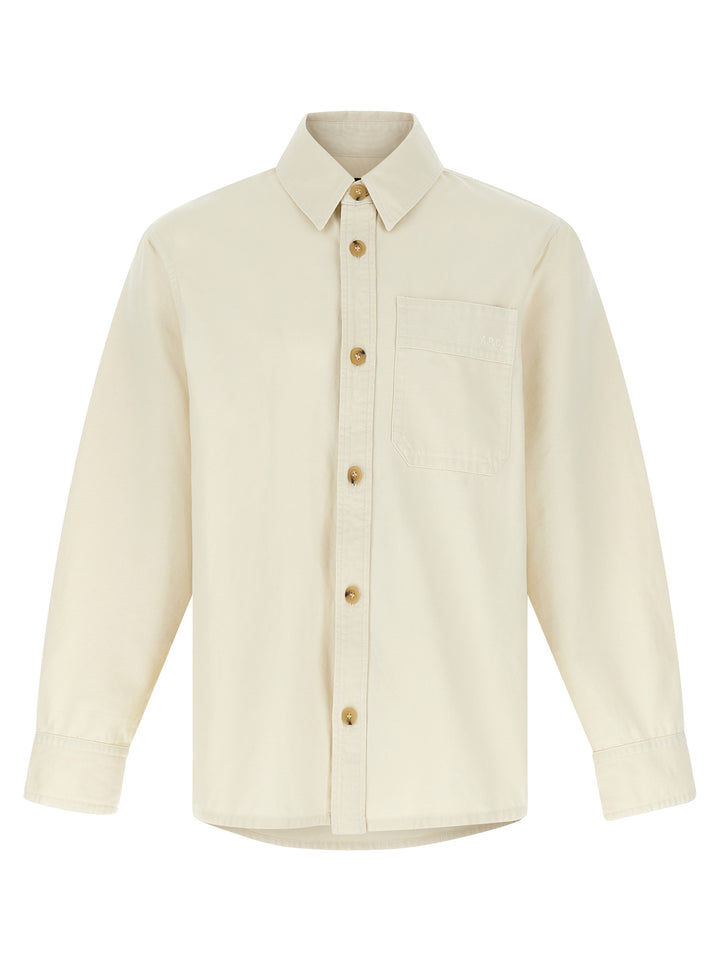 A.P.C. Logo Embroidery Shirt Shirt and Blouse - Beige | 6ab89a47354fcd15f6ac7f5afdfc1f2f9655accc