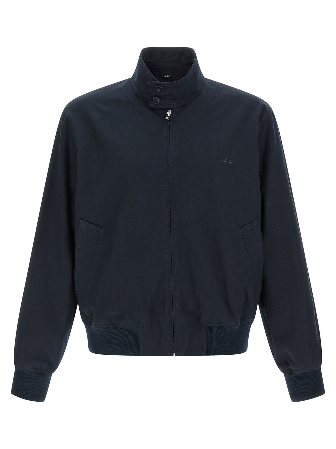 A.P.C. Logo Embroidery Blouson Puffer Jackets - Blue | 37d7a5d170a52a90052c0fd38ec57d06cd59d90c