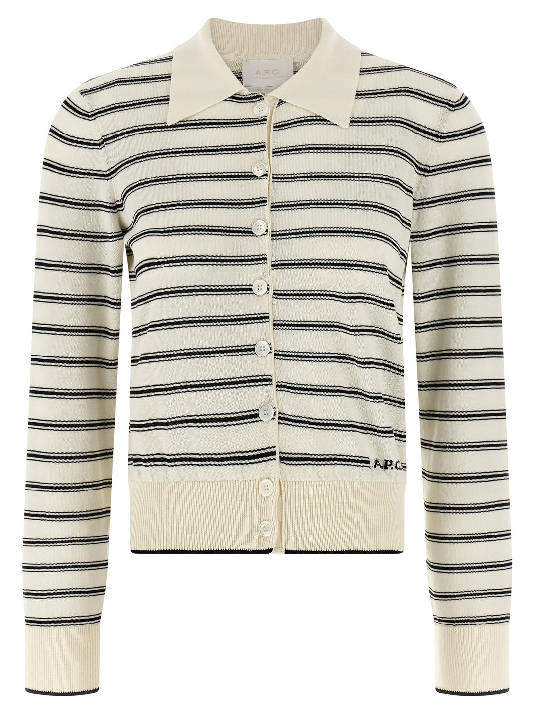 A.P.C. Striped Cardigan Sweaters and Cardigans - White/Black | fd0859352d89fa21a9d6aba28a166f163eaea3c7