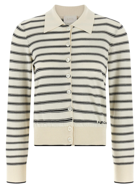 Striped Cardigan Sweaters And Cardigans White/Black