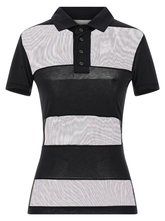 Sheer Striped Polo Black