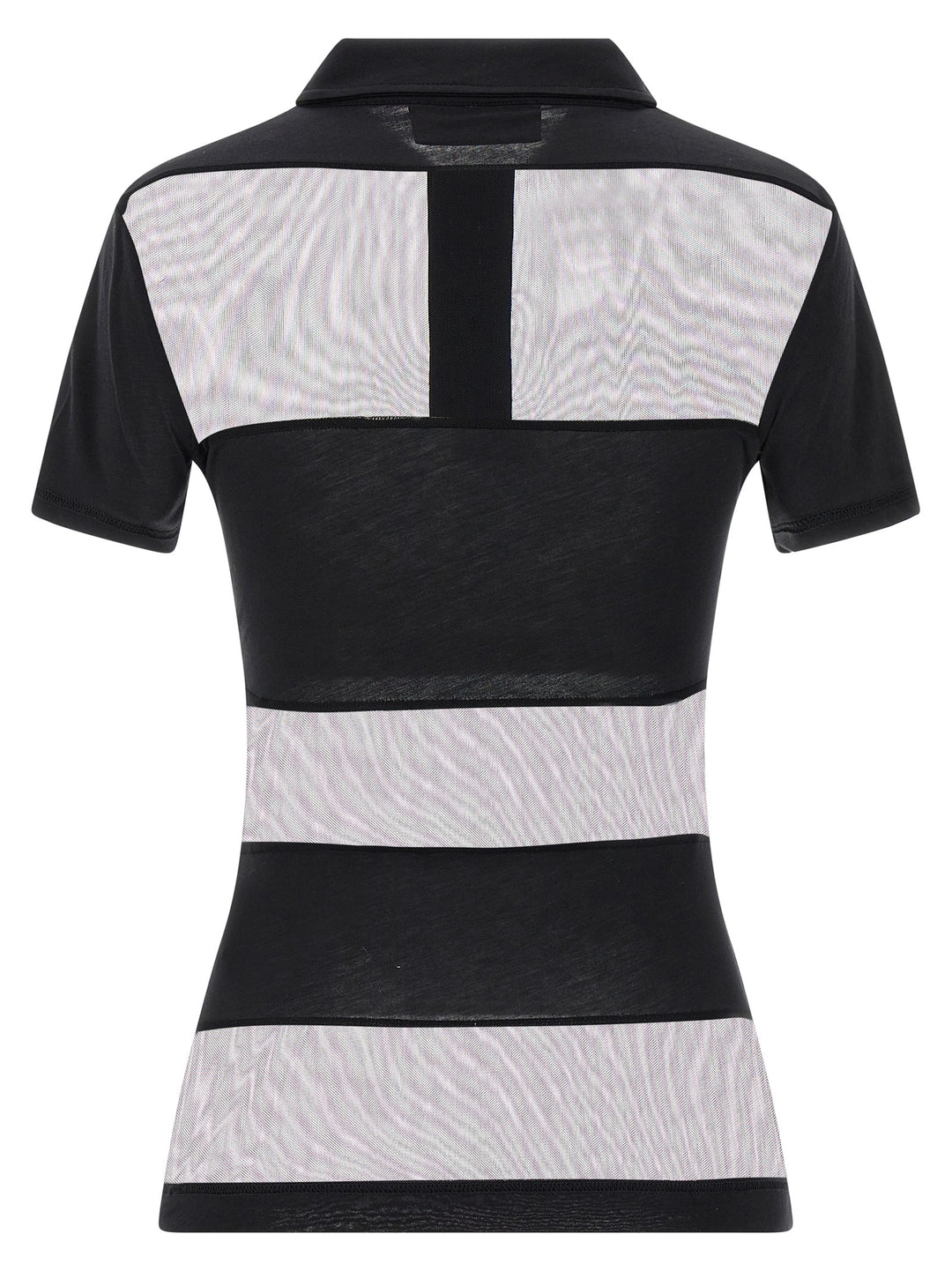 Coperni Sheer Striped Polo - Black | d78e2fb7235ef8c8c4ec6478a83aeccc241f16e0
