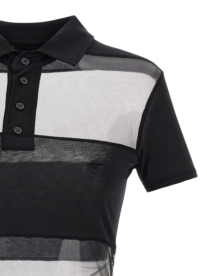 Coperni Sheer Striped Polo - Black | 0886eea9661cf907fd8d3a8ef4b0774592d5dba6