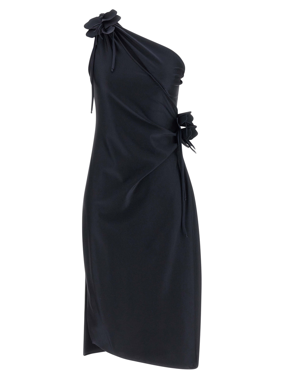 Coperni Asymmetric Mini Flower Dresses - Black | abcb70266f1e54295d1af8b3f50bdeaee86d64ec