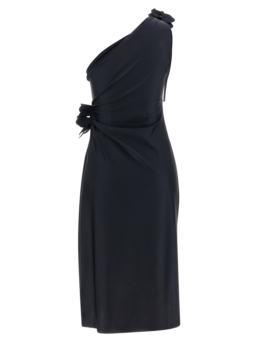 Coperni Asymmetric Mini Flower Dresses - Black | 89799d5f605b7cdcd716315e68ca533f104199e9