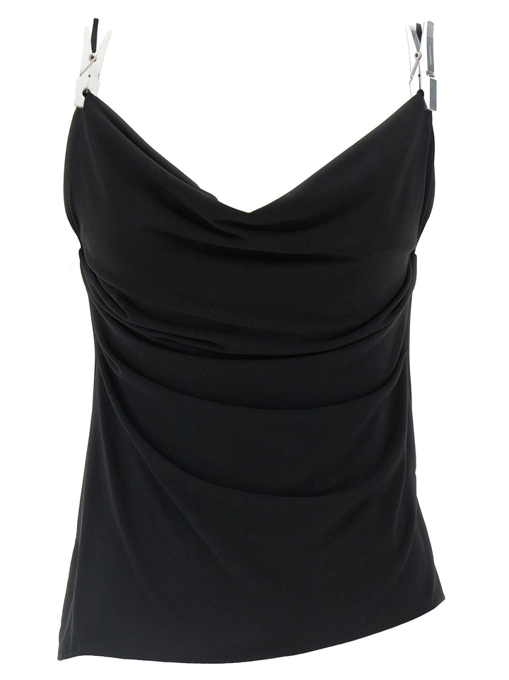 Coperni Draped Washing Clip Gala Tops - Black | 76363b7085449f1225adfa4fe9debe275fcc4840