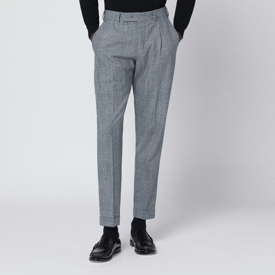 Gray Patterned Wool And Cashmere Trousers