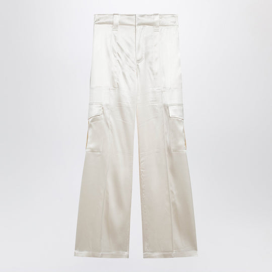 Cream-Coloured Cargo Trousers In Silk Blend