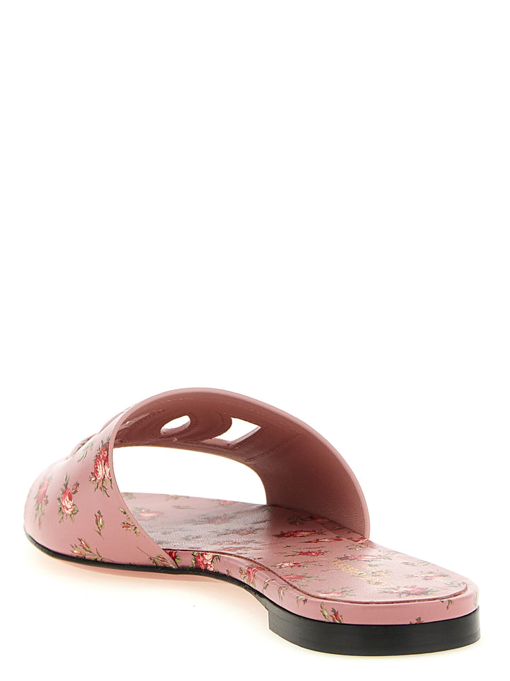Dolce & Gabbana Leather Slides Sandals - Pink | 8ad43ecb5da6874cd49b188c971a50ffb47f8c1e