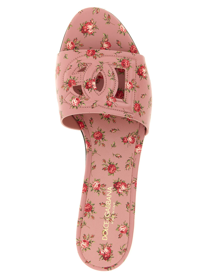 Dolce & Gabbana Leather Slides Sandals - Pink | 68186b7f52644d61bf2802dfc3a4b5f6a35844e4