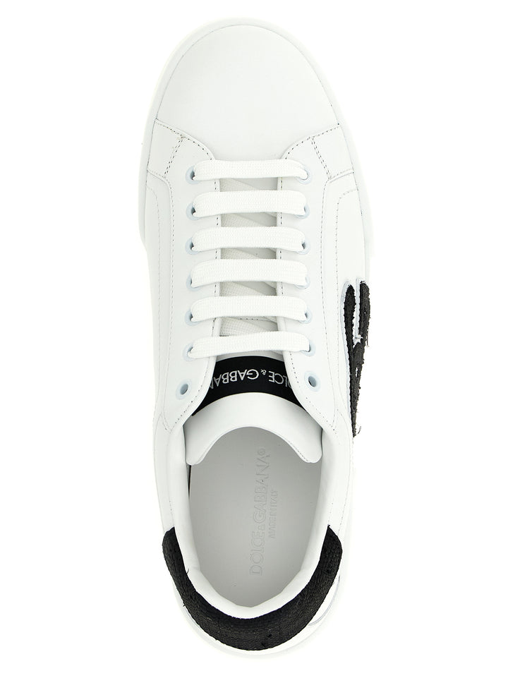 Dolce & Gabbana Portofino Light Strobel Sneakers - White/Black | 1f187d79c475b1bc28bd4495449ac0b83812e2d2