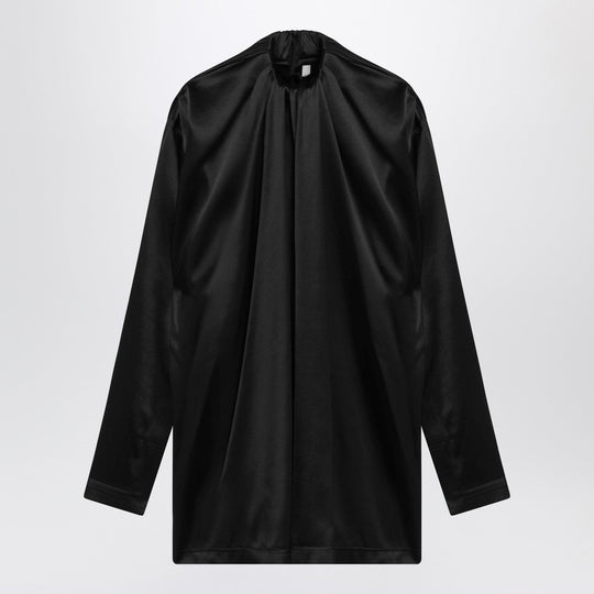 Black Silk Satin Fluid Top