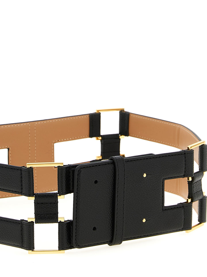 Elisabetta Franchi Double Band Belt Belts - Black | 5141f5511d31213f6d37453c8411b85a6d8b972b