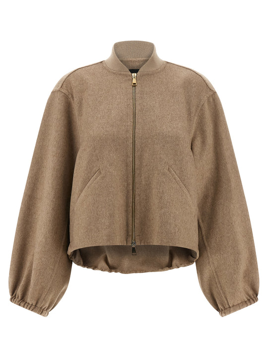 Cashmere Bomber Jacket Puffer Jackets Beige