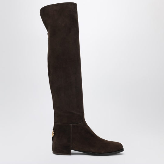 High Suede Boot In Ebony Brown