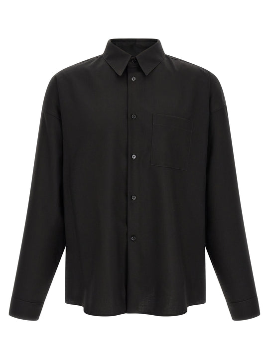 Wool Shirt With Pocket Shirt And Blouse Black
