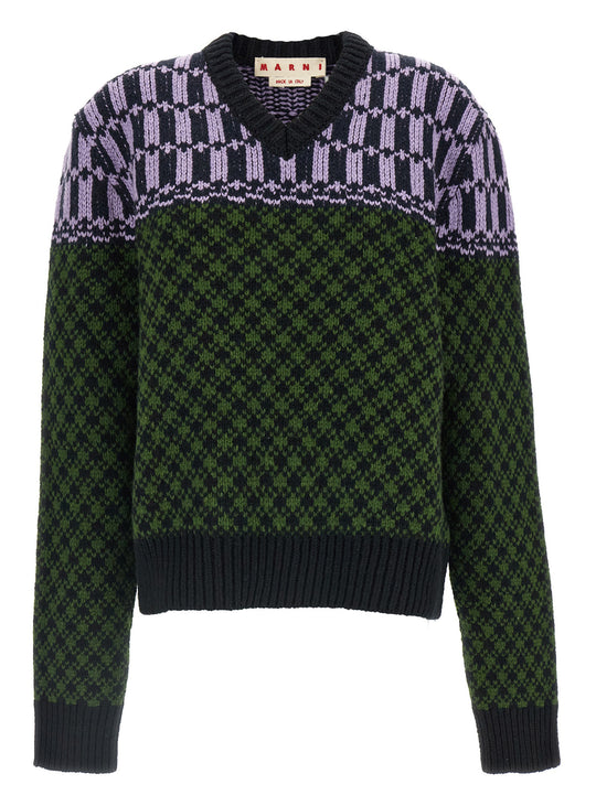 Sweater With Geometric Pattern Sweaters And Cardigans Multicolor