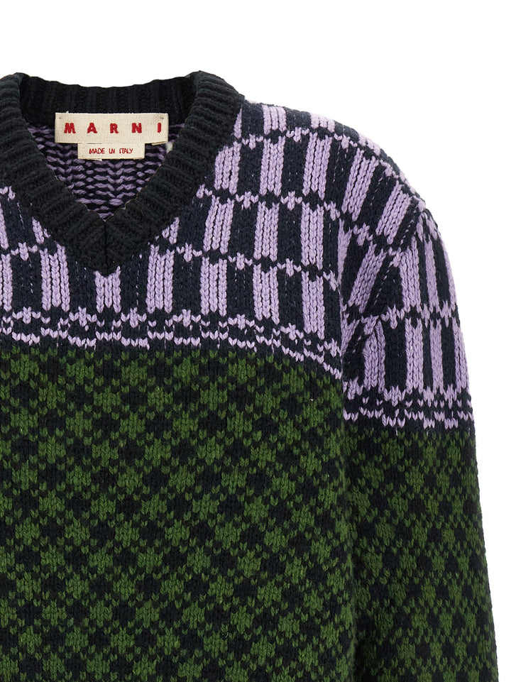 Marni Sweater With Geometric Pattern Sweaters and Cardigans - Multicolor | e072f2bc384e4527ab24cd9bd83e3fd0e22dbe3a