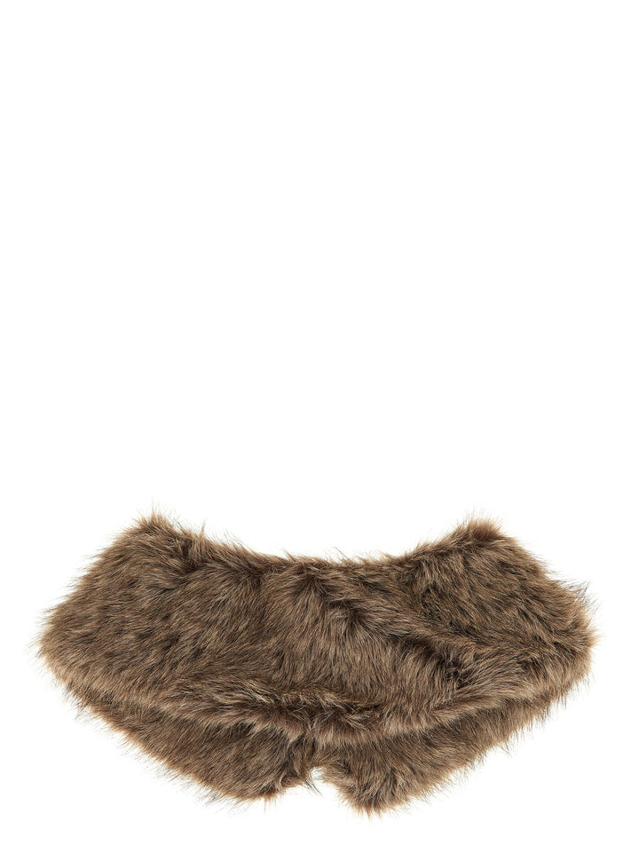 P.A.R.O.S.H. Faux Fur Collar Scarves and Foulards - Brown | 976d88e2401c66dd0573d105ac869f17037b6402