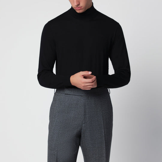 Black Turtleneck Sweater In Wool