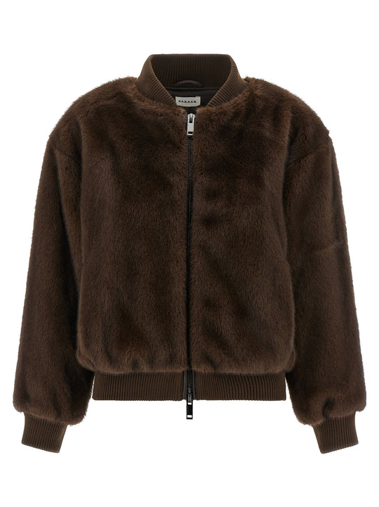 Faux Bomber Jacket Fur Brown