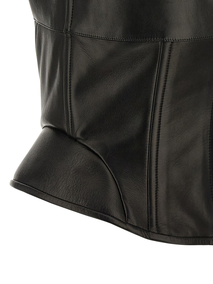 Ermanno Scervino Peplos Leather Top Tops - Black | f9a569be8ea48df775af078504f765d16440e445