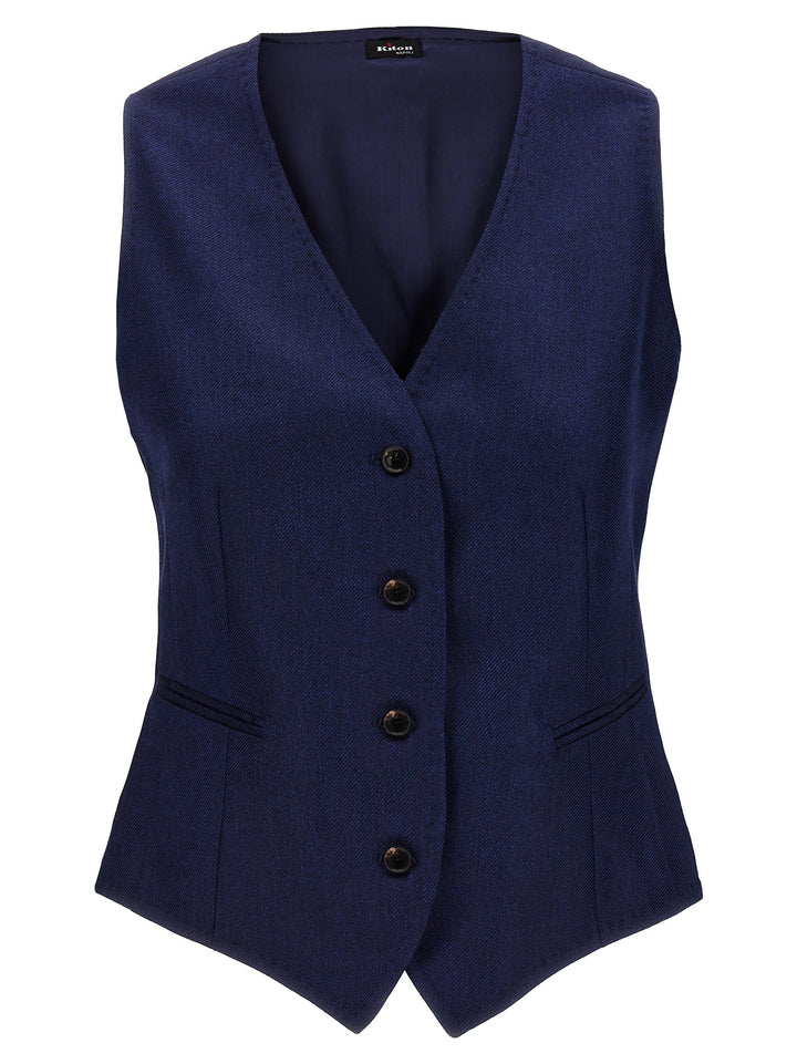 Kiton Silk Cashmere Vest Gilet - Blue | 999e833b511c57ae4d5df96faa8df2ee006967f7