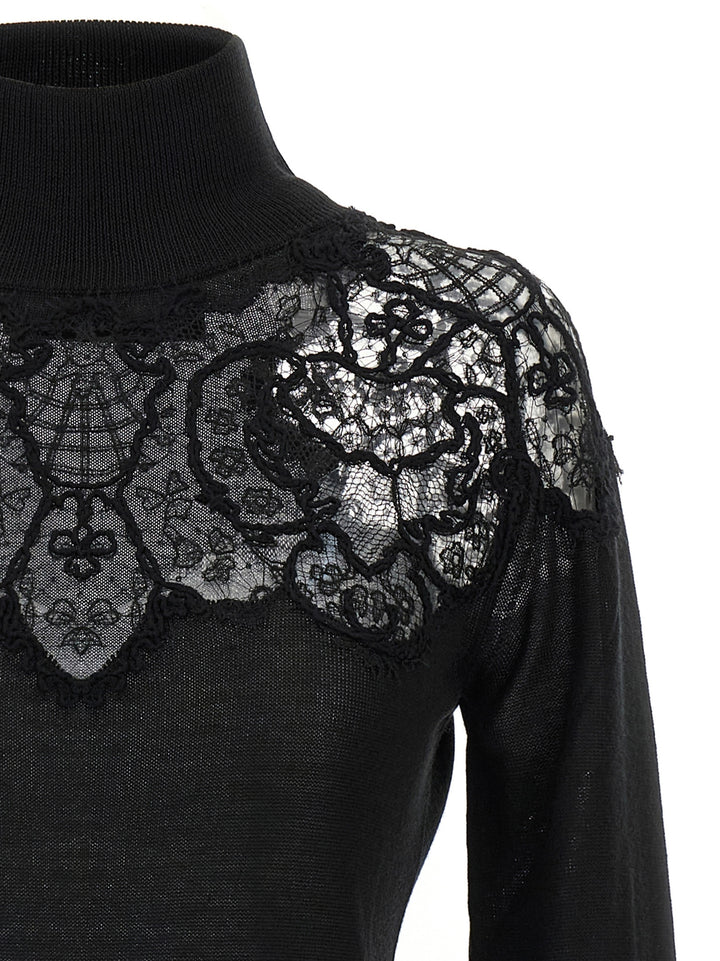 Ermanno Scervino Lace Sweater Sweaters and Cardigans - Black | beda005eadd662d7fd173693b07413cbe7cb399a