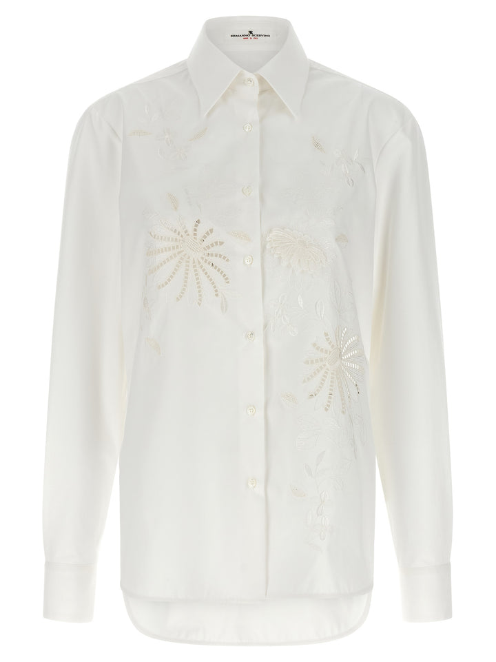 Ermanno Scervino Embroidery Cotton Shirt Shirt and Blouse - White | 0faef5d0b83e0bc1b0bec49eafc0ca676d24300b