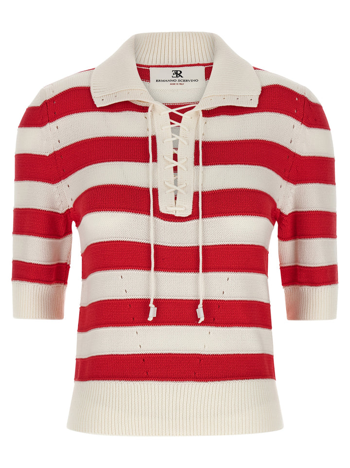 Ermanno Scervino Crochet  Shirt Polo - Red | 8a7b739d9f53902bdc1664ad0abedd8d610ba3aa