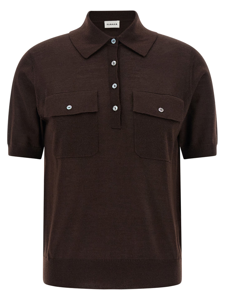 P.A.R.O.S.H. Linfa26 Polo - Brown | ec35a1950c98b9e0554d351b3392f785809f54a5