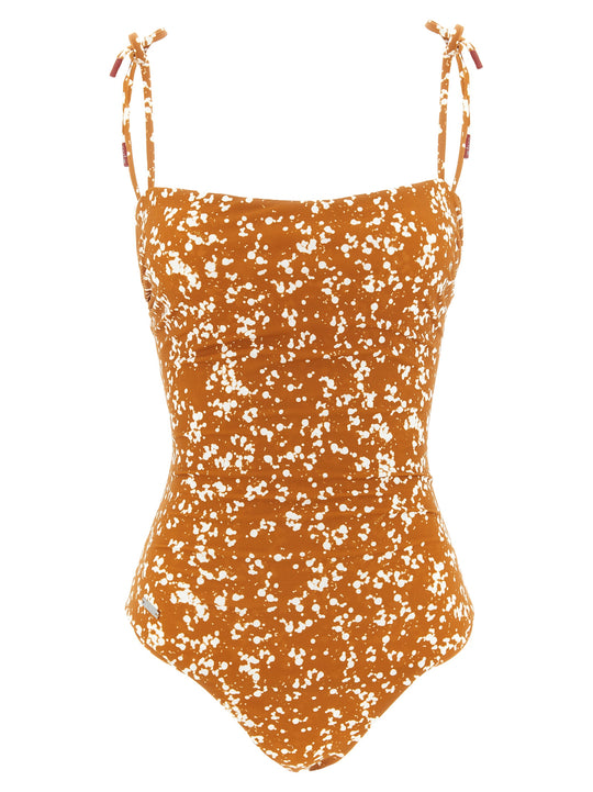 One-Piece Swimsuit Off The Shoulder Beachwear Brown