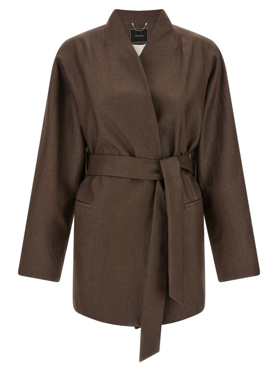 Linen Blend Blazer Blazers Brown