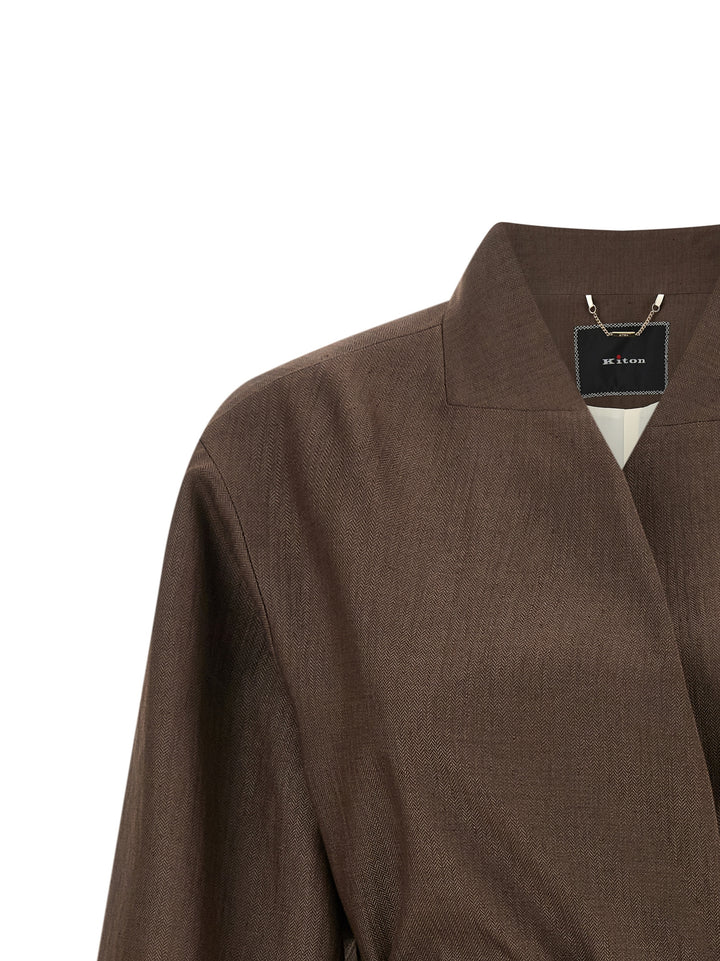 Kiton Linen Blend Blazer BlazerS - Brown | cf889bd790ab989291a8a2f5c1b5a5f486f7a306