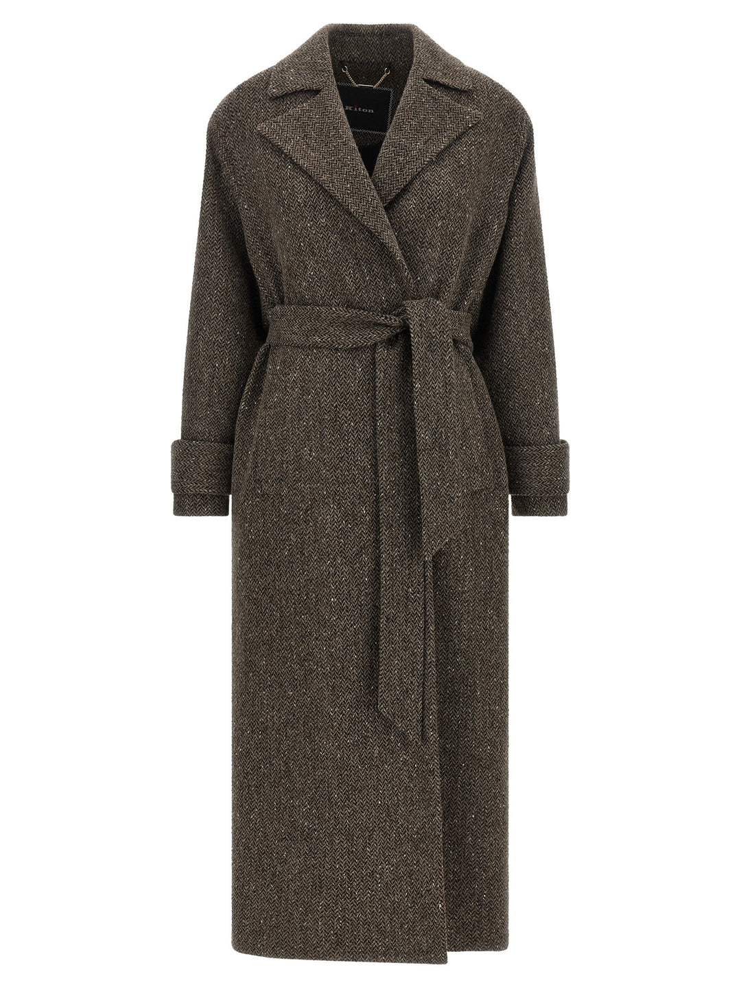 Kiton Chevron Wool Coat Coats and Trench Coats - Brown | 705fc43a5c305d759d0c8fd94750dabe6c22c604